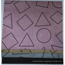 Geometric Printing Suede Fabric Compounded Woven Backing